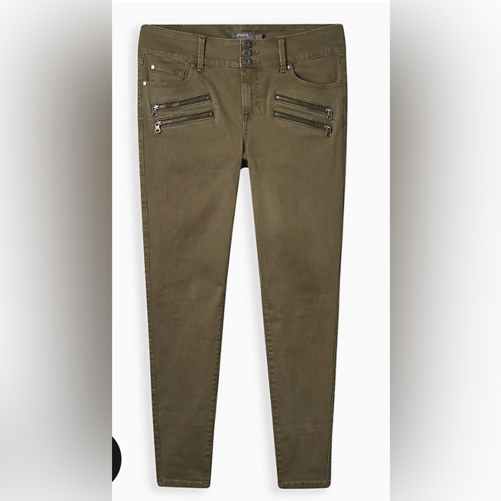 TORRID SIZE 20 **JEGGING SKINNY SUPER SOFT HIGH-RISE MULTI ZIP JEAN** GREEN
